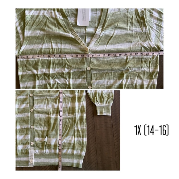 Ombre Button Up Green and White Cardigan NWT - Picture 4 of 6